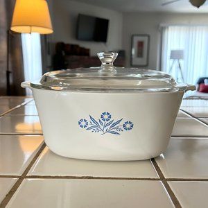 Vintage CorningWare BLUE CORNFLOWER Casserole Dish 2 1/2 QT P-2 1/2-B W/Lid D-7